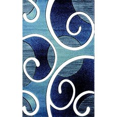 Carpet City Blue and White Twirl Patterned Rug 200 x 290cm