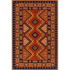 Carpet City Dark Orange African Print Rug 1.00x1.50