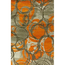 Carpet City Green and Orange Circle Pattern Rug 1.00x1.50