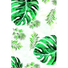 Carpet City Green and White Amazon Leaf Patterned Rug 160 x 230cm