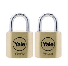 Yale - 20mm Brass Padlock - 2 Pack Keyed Alike
