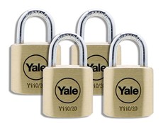 Yale - 20mm Brass Padlock - 4 Pack Keyed Alike