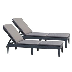 Allibert by Keter - Jaipur Sun Lounger 2 pack with cushions - graphite