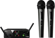 AKG WMS40 Mini Dual Vocal Set Wireless Handheld Microphone System – ISM2 and ISM3 Frequency (Black)