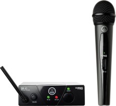 AKG WMS40 Mini Single Vocal Set Wireless Handheld Microphone System – ISM2 Frequency (Black)