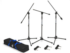 Samson 3-Pack Microphone Stands and Cables In Bag