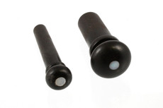 Allparts Acoustic Guitar Ebony Unslotted Bridge End Pins with Mother of Pearl and Strap Button (Set of 6)