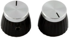 Allparts Amplifier Solid Shaft Marshall Replacement Contol Knob Set with Set Screw (Chrome and Brown)