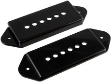 Allparts Electric Guitar 47.5mm and 50mm String Spacing Plastic P-90 with Ears Pickup Cover Set (Black)