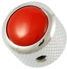 Allparts Guitar Red Acrylic Dome Control Knob with Set Screw (Chrome)