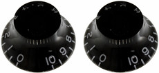 Allparts Guitar Split Shaft Left-Handed Vintage Bell Control Knob Set with 0-10 Indicators (Black)