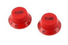 Allparts Guitar Split Shaft Plastic Top Hat Tone Control Knob Set for Fender Stratocaster Style Guitars (Red)