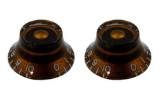 Allparts Guitar Split Shaft Vintage Bell Control Knob Set with 0-10 Indicators (Chocolate Brown)