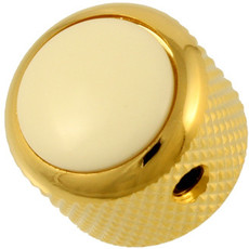 Allparts Guitar White Acrylic Dome Control Knob with Set Screw (Gold)