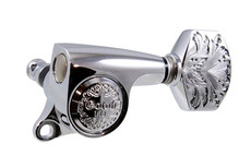 Gotoh 510 Series Electric Guitar 6 In-Line Machine Heads Set with Engraved Buttons (Chrome)