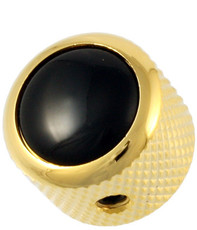 Q-Parts Guitar 14.6mm Tall Black Acrylic Dome Control Knob with Set Screw (Gold)