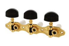 Schaller Classical Guitar Machine Heads Set with Ebony Buttons (Gold and Ebony)