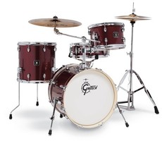 Gretsch GE4S484RS Energy Kit Series 4pc Street Kit Acoustic Drum Kit with Meinl Cymbals and Hardware - Ruby Sparkle (14 12 14 18 Inch)