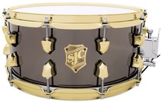 SJC Drums Dudley 14x6.5 Inch Black Nickel Over Steel Snare Drum with Antique Brass Hardware