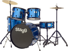 Stagg TIM122B BL 5pc Rock Size Drum Kit Including Hardware and Cymbals (Blue)