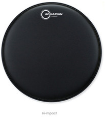 Aquarian Hi-Impact Series 14 Inch Coated Snare Batter Drum Head with Power Dot (Black)