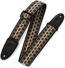 Levys M8HT-19 Print Series 2 Inch 60's Hootenanny Jacquard Weave Guitar Strap (Brown and Black)