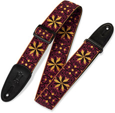 Levys M8HT-21 Print Series 2 Inch 60's Hootenanny Jacquard Weave Guitar Strap (Red and Yellow)