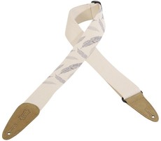 Levys MC8U-007 2 Inch Decorative Print Cotton Guitar Strap (White and Grey Feathers)