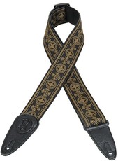 Levys MGJ2-001 2 Inch Jacquard Guitar Strap with Leather Backing (Brown and Gold)