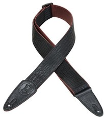 Levys MGJ2-003 2 Inch Jacquard Guitar Strap with Leather Backing (Black)