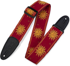 Levys MPJG-SUN-RED Print Series 2 Inch acquard Weave Guitar Strap with Garment Leather Backing (Sun Design)