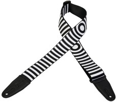 Levys MPS2-064 2 Inch Sonic Art Sublimation Printed Polyester Guitar Strap (Black and White Stripes)