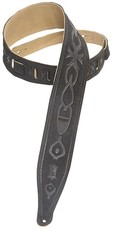 Levys MS17T02-BLK 2 1/2 Inch Geometric Chain Design Hand-Brushed Suede Guitar Strap (Black)