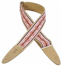 Levys MSJ2-007 2.5 Inch Jacquard Guitar Strap with Leather Backing (Tan)