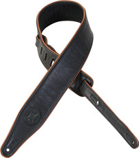 Levys MSSB17-BLK Signatures Series 2.5 Inch Leather Padded Guitar Strap (Black)