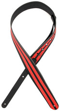 Planet Waves L25W1400 Deluxe Series 2.5 Inch Racing Stripes Leather Instrument Strap (Black and Red)