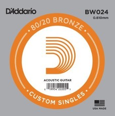 D'Addario BW024 .024 80/20 Bronze Wound Single Acoustic Guitar String