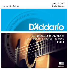 D'Addario EJ11 12-53 80/20 Bronze Light Acoustic Guitar Strings