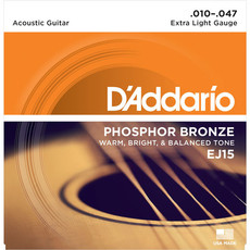 D'Addario EJ15 10-47 Phosphor Bronze Extra Light Acoustic Guitar Strings