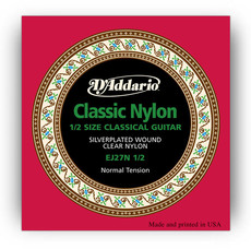 D'Addario EJ27N 12 ½ Student Nylon Fractional Normal Tension Nylon Classical Guitar Stings