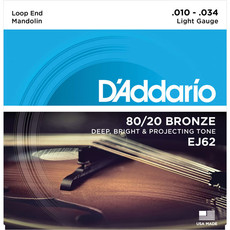 D'Addario EJ62 10-34 80/20 Bronze Light Mandolin Strings