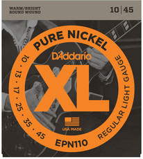 D'Addario EPN110 10-54 Pure Nickel Regular Light Electric Guitar Strings