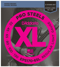 D'Addario EPS170-6SL XL ProSteels 30-130 6 String Light Super Long Scale Steel Alloy Bass Guitar Strings