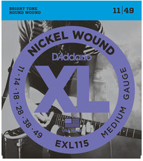 D'Addario EXL115 11-49 Nickel Wound Medium Blues-Jazz Rock Electric Guitar Strings