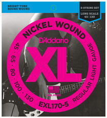 D'Addario EXL170-5 40-130 Nickel Wound Bass Regular Light Long Scale 5 String Bass Guitar Strings