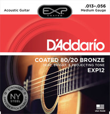 D'Addario EXP12 13-56 Coated 80/20 Bronze Medium Acoustic Guitar Strings