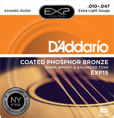 D'Addario EXP15 10-47 Coated Phosphor Bronze Extra Light Acoustic Guitar Strings
