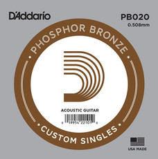 D'Addario PB020 .020 Single Phosphor Bronze Wound Single String