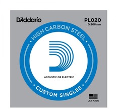 D'Addario PL020 .020 Single Plain Steel Single String