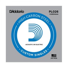 D'Addario PL026 .026 Single Plain Steel Single String